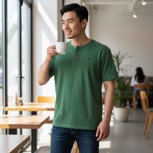 HURLEY Henley Shirt. Size Large